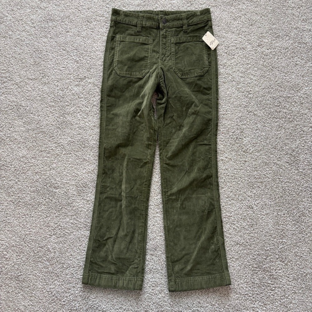 Free People Olive Corduroy Flare Pants | Size 4 | High Rise Boot Cut | NWT